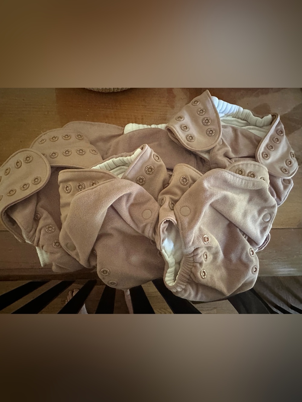 5 GroVia AIO Buttah Cloth Diapers in desert sand with Snap Fasteners